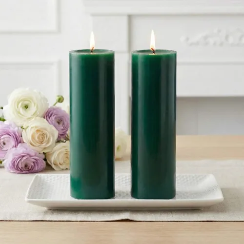 Vista 41 de Richland Juego de 2 velas de pilar azul claro de 3 x 9 pulgadas sin perfume para bodas, hogar, vacaciones, relajación, iglesia spa