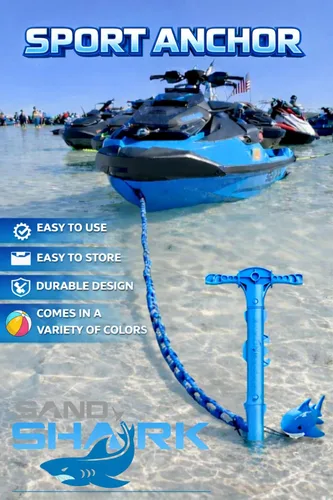 Vista 3 de SandShark - Anclaje para barco deportivo y anclaje para moto acuática. Poste de anclaje de agua poco profunda para barco y PWC. Kit de anclaje