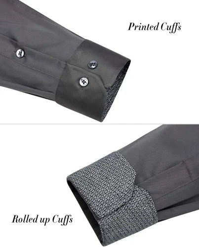 Vista 6 de J.VER Camisa de vestir elástica de manga larga casual para hombre, sin arrugas, ajuste regular, con botones