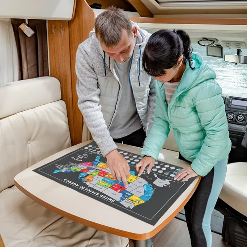 Vista 7 de Bright Standards Póster para raspar con mapa de Estados Unidos + los 63 parques nacionales de Estados Unidos (carbón/plata), mapa de viaje de 85