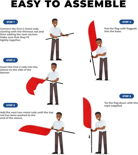 Vista 8 de DreamController - Bandera de plumas de alteraciones (11.5 pies x 2.5 pies) por DreamController para negocios al aire libre con poste adicional