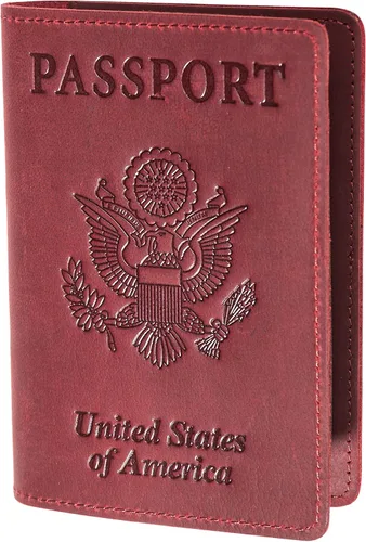 Vista 5 de Combo de carteras para pasaporte y tarjetero de vacunación, bloqueo RFID, funda de cuero genuino para pasaporte con ranura para tarjeta