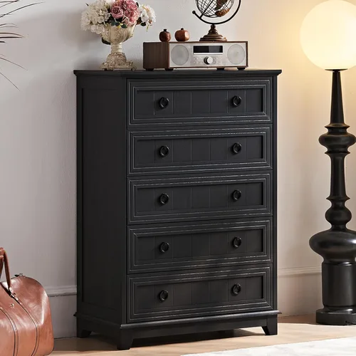 Vista 40 de Joaxswe Mesita de noche estilo granja de 18" con estación de carga, cómoda con mesa auxiliar de 2 cajones para dormitorio, mesita de noche de madera