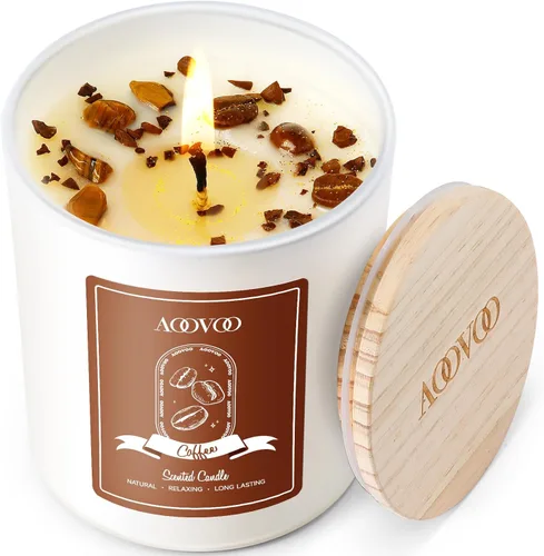 Vista 17 de AOOVOO Velas perfumadas de rosa para mujer, velas de soja de 20 onzas con 3 mechas para el hogar, vela de aromaterapia con cristales