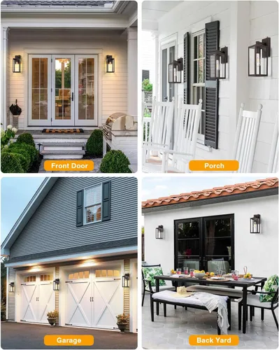 Vista 70 de VIANIS Lámpara de pared dorada para exteriores, sensor de atardecer a amanecer, apliques de montaje en pared exterior para casa, lámparas de pared