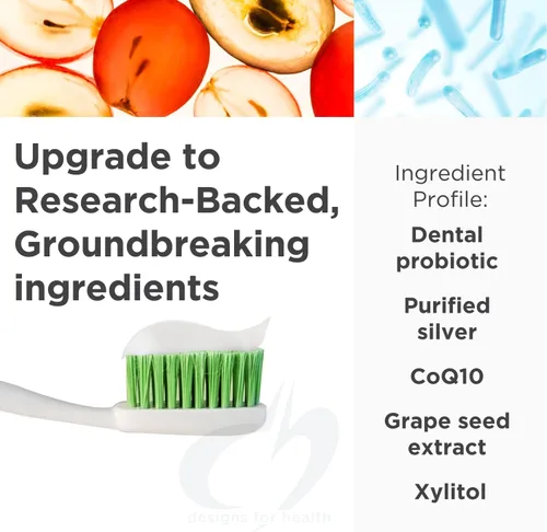Vista 4 de Designs for Health PerioBiotic Silver Hydroxyapatite Pasta de dientes – Pasta de dientes sin flúor con probióticos orales con hidroxiapatita