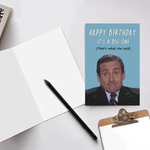 Vista 3 de XXDJLP Humor Tarjetas de cumpleaños de The Office Regalos para fanáticos del programa de televisión, divertida tarjeta de cumpleaños de Michael