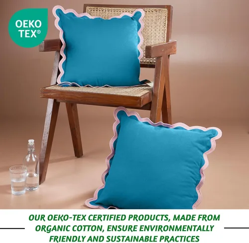 Vista 3 de Folkulture Fundas de almohada (18 x 18) Juego de 2 fundas de almohada festoneadas Fundas de almohada decorativas Almohadas decorativas