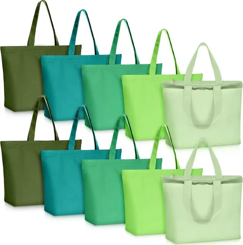 Vista 11 de Epakh Bolsa de mano con cremallera, reutilizable, grande, de lona de algodón en blanco, para compras, a granel, para mujeres, hombres, manualidades