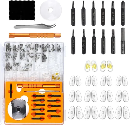 Kit de reparación de lentes magnético todo en uno mejorado con lupa, kit de herramientas de reparación con 12 puntas de destornillador