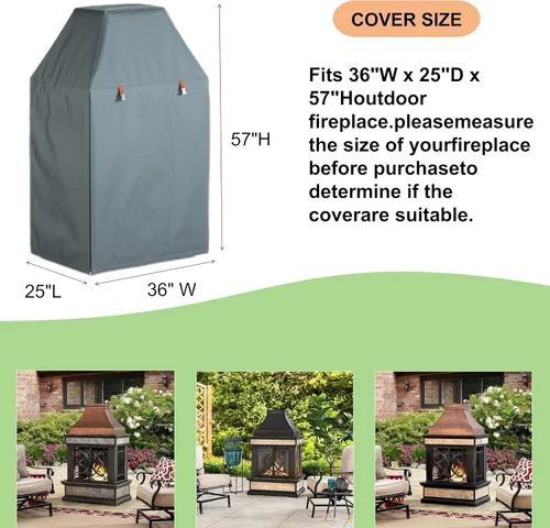 Vista 2 de Funda para chimenea al aire libre, tela Oxford resistente al agua para proteger el patio vertical al aire libre, cubiertas de chimenea de leña, 36 x