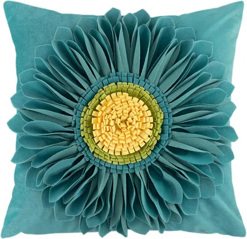 Vista 34 de OiseauVoler Fundas de almohada hechas a mano de 18 x 18 pulgadas, fundas de cojín de girasol 3D azules, fundas de almohada decorativas para sofá