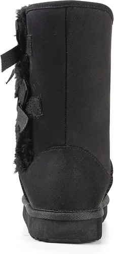 Vista 3 de KRABOR Womens Suede Snow Boots Mid-Calf Winter Shoes with Side Bows