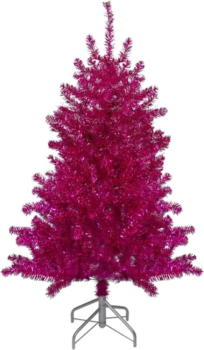Vista 13 de 3' Metallic Pink Tinsel Artificial Christmas Tree - Unlit