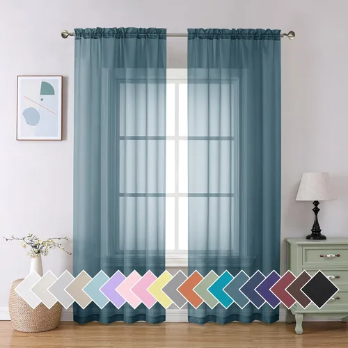 Vista 64 de Aiyufeng 2 paneles de cenefa transparente negra de 14 pulgadas de largo, cortinas cortas para dormitorio, cortinas de cocina para ventana pequeña