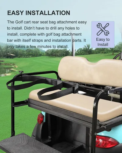 Vista 6 de SCITOO Accesorio universal para bolsa de golf Soporte para bolsa de golf/Estante de barra para asiento trasero de carrito de golf, apto para EZGO