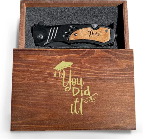 Vista 14 de Cuchillo de graduación personalizado, cuchillo plegable premium para campamento de seguridad, cuchillo de bolsillo de senderismo grabado, cuchillo