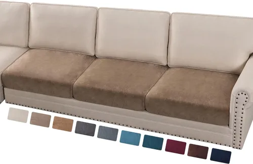 Vista 92 de PrinceDeco Fundas de cojín para sofá, funda elástica y lavable, funda de cojín ajustable de tela de terciopelo antideslizante, protector de muebles