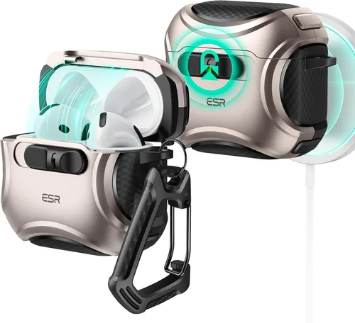 Vista 11 de ESR Funda para AirPods 4, compatible con AirPods de 4 generación (2024) (USB-C), compatible con MagSafe, bloqueo a prueba de caídas, fácil de abrir