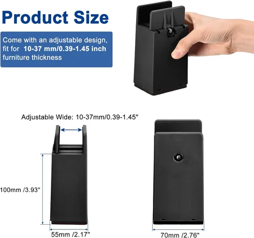 Vista 3 de uxcell Elevadores de cama de 2 pulgadas con abrazadera de tornillo ajustable, 4 elevadores de muebles para cama, escritorio, sofá, mesa, apto