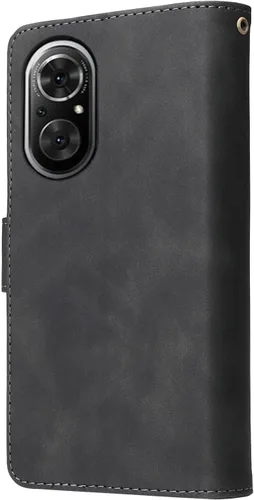 Vista 6 de Asuwish Funda compatible con Huawei Nova 9 SE / Honor 50 SE, protector de pantalla de vidrio templado y funda de cuero con tapa para tarjetero Negro