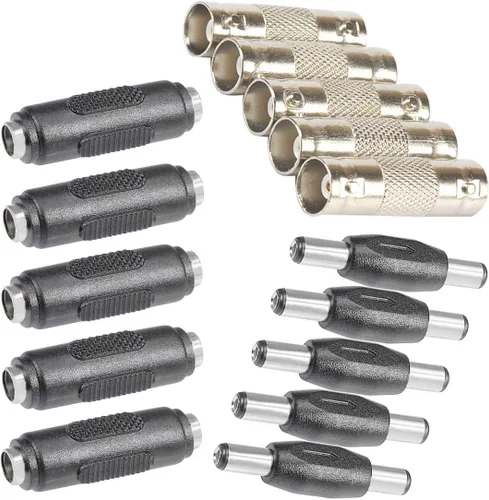 Vista 12 de 10 conectores BNC hembra a hembra y DC macho a macho de 0.217 in x 0.083 in, adaptador de conector de cable de alimentación de 12 V 5A, adaptador