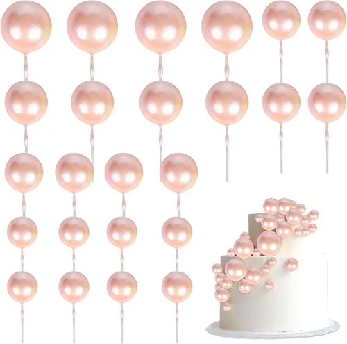 Vista 16 de 24 piezas de decoración para tartas con bolas, púas para pasteles con bolas, decoración para pasteles con forma de bola, decoración para cupcakes