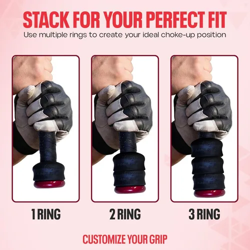 Vista 4 de Anillo de estrangulamiento de Grip-N-Rip para bate de béisbol/sóftbol con empuñadura de botón y apilable para un ajuste personalizado y comodidad