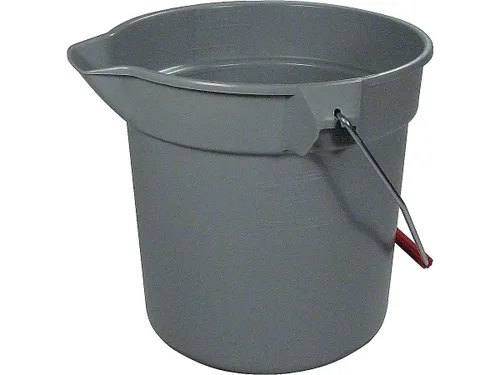 Vista 4 de Rubbermaid Commercial Products Brute - Cubo redondo resistente de 10 cuartos de galón/2.5 galones, color gris, resistente a la corrosión, con asa