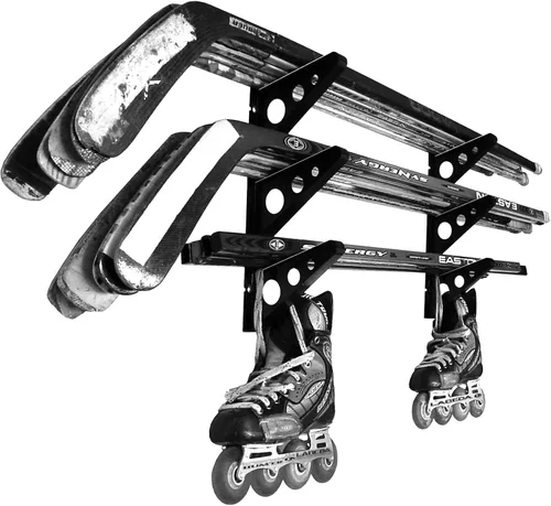 Vista 6 de StoreYourBoard Estante de palo de hockey, almacenamiento de garaje de montaje en pared para equipos deportivos, patines, palos de lacrosse, 3