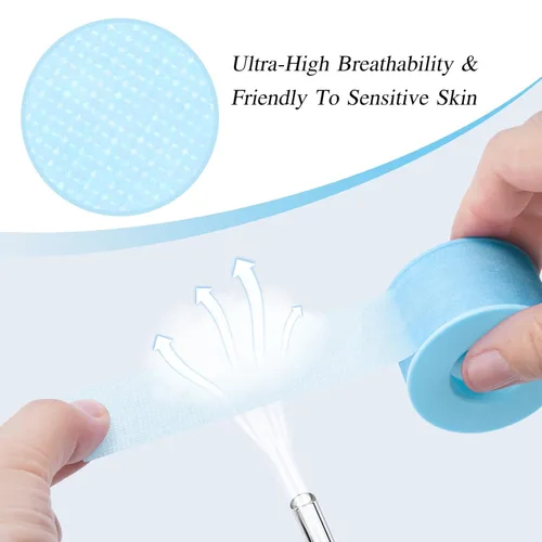 Vista 3 de QUEWEL Cinta de pestañas para extensiones de pestañas, cinta de pestañas azul, bien transpirable, cinta de extensión de pestañas, cinta