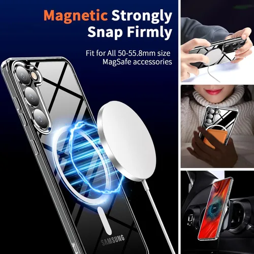 Vista 2 de Funda magnética diseñada para Samsung Galaxy S23+ Plus [compatible con MagSafe], protección contra caídas de grado militar [nunca amarillento] Funda