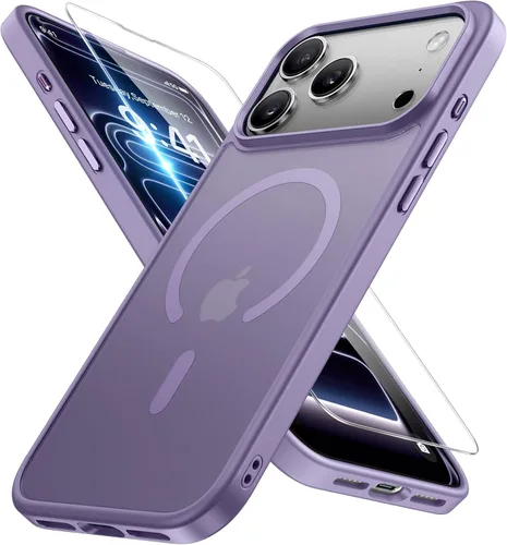 Vista 95 de Miracase - Funda magnética para iPhone 13 de 6.1 pulgadas (compatible con MagSafe) (con 2 protectores de pantalla), protección de grado militar