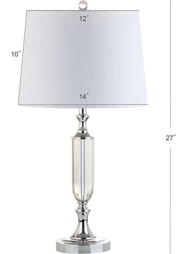 Vista 3 de JONATHAN Y JYL2046A - Lámpara de mesa LED transparente de cristal acanalado de 27 pulgadas, lámpara de noche tradicional cromada para sala de estar