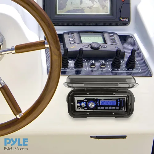 Vista 6 de Pyle Pyle PLMRCB3 - Cubierta universal para estéreo marino, resistente al agua, con puerta abatible y junta de neopreno, compatible con estéreo