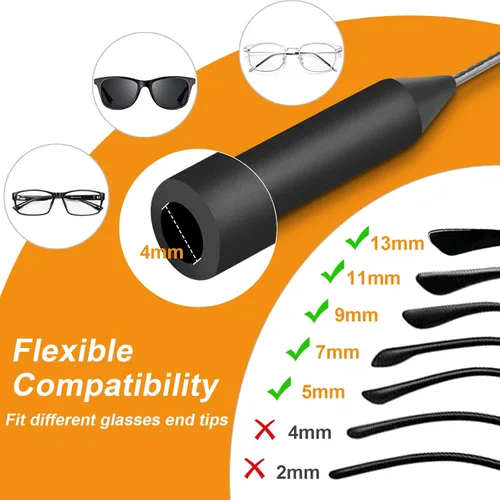 Vista 4 de Yeahxing Correa ajustable para lentes, paquete de 4 correas de 14 pulgadas con retenedor para el oído, retenedor de gafas, anticola, antideslizante
