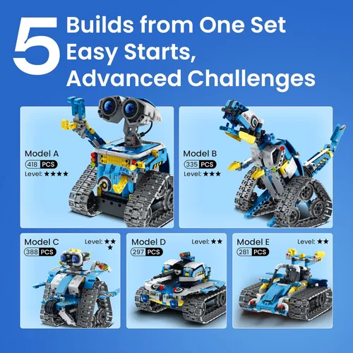 Vista 6 de Sillbird Kit de construcción de robot con control remoto, regalos STEM para niños de 8 a 12 años, juguetes robóticos de codificación técnica