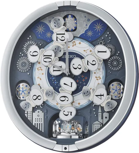 Vista 4 de Seiko QXM379SRH 18 Melodies in Motion Rotating Pendulum Wall Clock, Silver