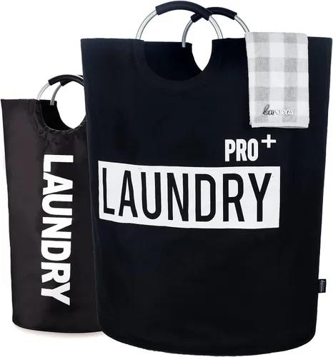 Vista 19 de Caroeas Cesta de lavandería de 90 L (13 colores), cesta de lavandería impermeable, bolsa de lavandería con asas acolchadas, cesta de ropa plegable
