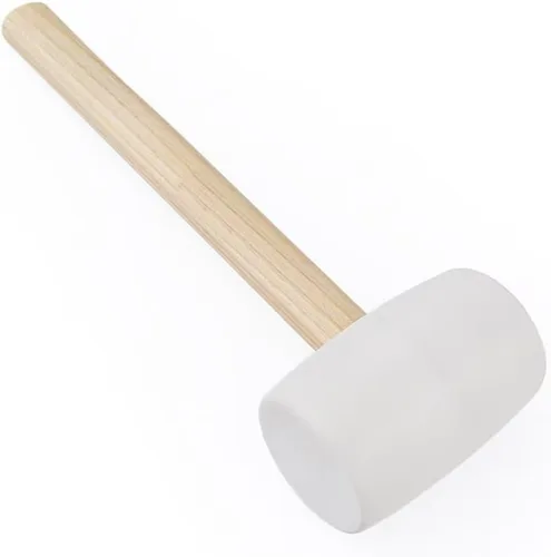 Gunpla Mazo de goma – Mango de madera antideslizante de 8 onzas, mazo de cabeza de goma blanca suave de doble cara para bricolaje, ajuste de