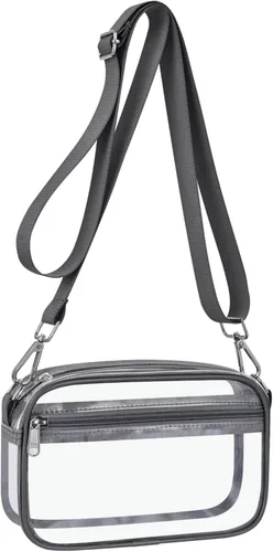 Vista 7 de Bolso transparente Bagenius para eventos en estadios, cartera transparente con correa extraíble, bolso transparente para conciertos y eventos