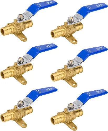 Vista 6 de Válvula de bola azul, válvula de cierre Pex A de 1/2 pulgada con oreja, válvula de bola de cierre Pex de puerto completo de latón para agua, aire