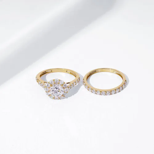 Vista 7 de Tienda Essentials Anillo de plata de ley con halo de flores con circonita cúbica de elementos infinitos