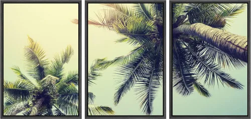 Vista 24 de Lienzo de 3 piezas, arte contemporáneo, decoración de pared moderna, cascada y flores