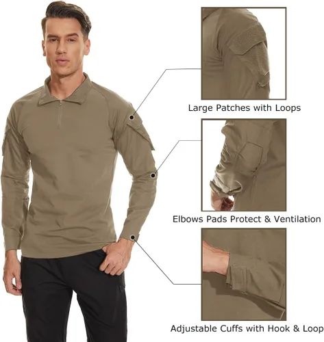 Vista 31 de TACVASEN Camisa táctica de combate de manga larga para hombre con Verde militar