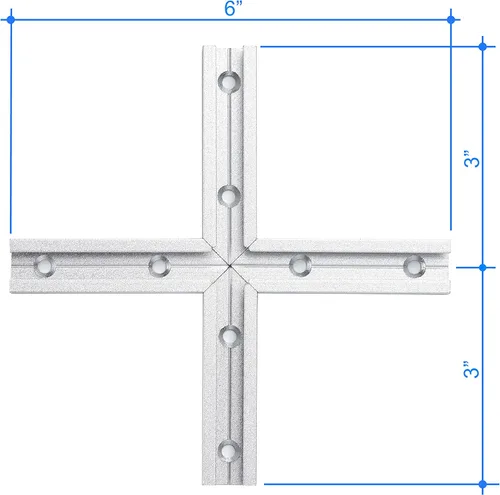 Vista 4 de T Track Kit de intersección de 3 pulgadas con tornillos para madera, perfil de doble corte con orificios de montaje preperforados, carpintería