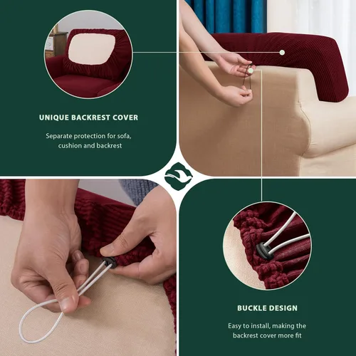 Vista 205 de CHUN YI Fundas para sofá de 7 piezas, lavables, fundas elásticas para sofá de 3 cojines con respaldo y fundas de cojín separados, protector