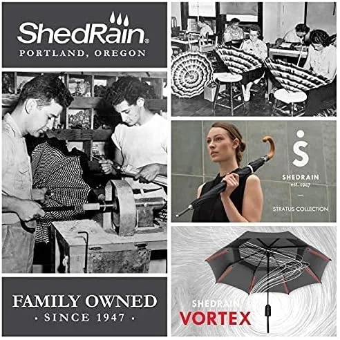 Vista 7 de ShedRain Vortex - Paraguas de viaje plegable automático compacto y resistente al viento, con botón para abrir y cerrar, con ventilación para lluvia