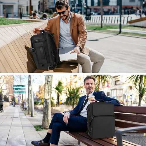 Vista 34 de Mochila de Viaje Snoffic para Mujer, Negro, 17 pulg.