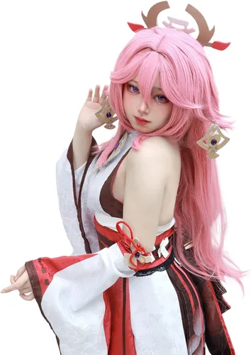 Vista 6 de DAZCOS Disfraz de cosplay de Genshin Impact Yae Miko de talla estadounidense para Halloween